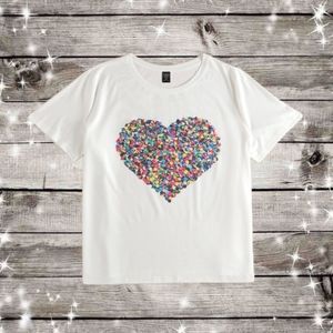 SHEIN Essnce Heart Print Tee-L